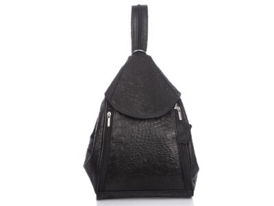 Plecak damski ze skóry naturalnej imitacja krokodyla czarny SERGEJ - obrazek 2