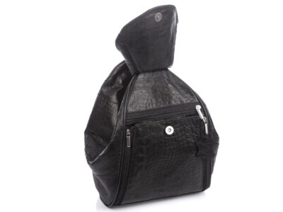 Plecak damski ze skóry naturalnej imitacja krokodyla czarny SERGEJ - obrazek 9