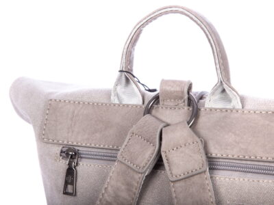 Plecak miejski elegancki płócienny A4 jasny szary Jennifer Jones - obrazek 4