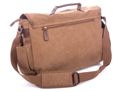 Duża płócienna torba męska A4 brązowa Vintage Zagatto - obrazek 3