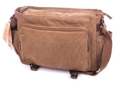 Duża płócienna torba męska A4 brązowa Vintage Zagatto - obrazek 4