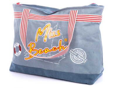 Torba plażowa duża w kolorze jeansowym Miss Beach - obrazek 3