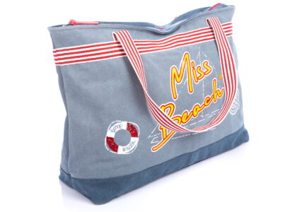 Torba plażowa duża w kolorze jeansowym Miss Beach - obrazek 2