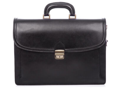 Teczka męska skórzana czarna z półokrągłą klapą Gregorio - obrazek 2