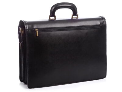 Teczka męska skórzana czarna z półokrągłą klapą Gregorio - obrazek 5