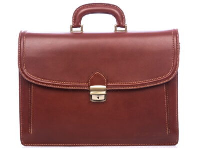 Teczka męska skórzana brązowa z półokrągłą klapą Gregorio - obrazek 2
