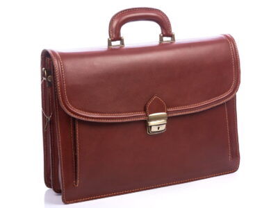 Teczka męska skórzana brązowa z półokrągłą klapą Gregorio