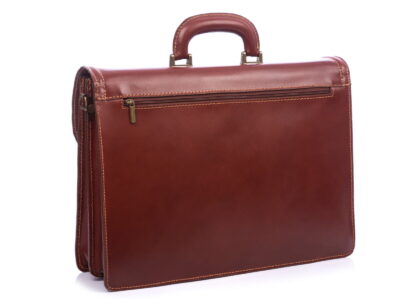 Teczka męska skórzana brązowa z półokrągłą klapą Gregorio - obrazek 5