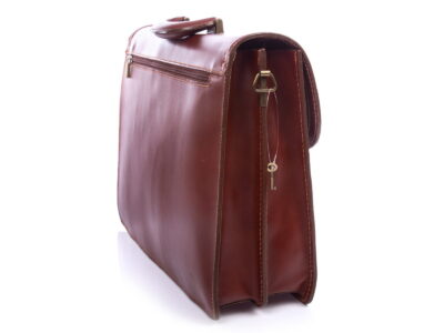 Teczka męska skórzana brązowa z półokrągłą klapą Gregorio - obrazek 6