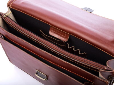 Teczka męska skórzana brązowa z półokrągłą klapą Gregorio - obrazek 9