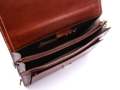 Teczka męska skórzana brązowa z półokrągłą klapą Gregorio - obrazek 10