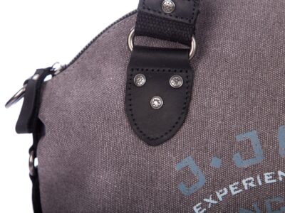 Torba damska średniej wielkości canvas + skóra naturalna, J Jones szara - obrazek 4