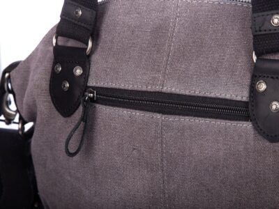 Torba damska średniej wielkości canvas + skóra naturalna, J Jones szara - obrazek 5