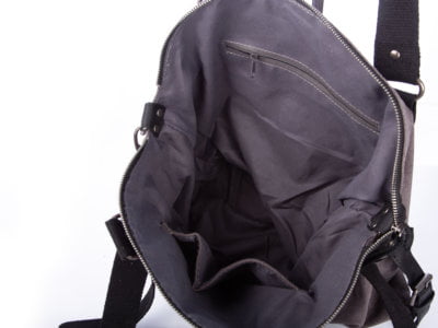 Torba damska średniej wielkości canvas + skóra naturalna, J Jones szara - obrazek 10