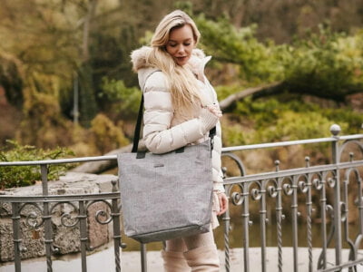 Materiałowa shopperka damska duża szara Zagatto Nero - obrazek 4