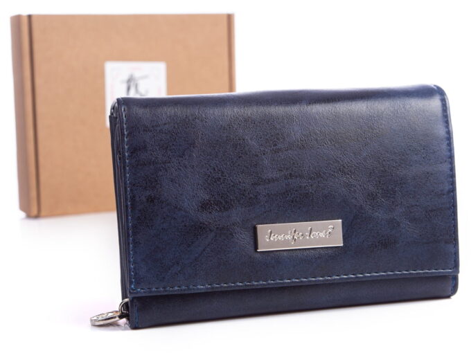 Granatowy portfel damski Jennifer Jones 1103 z pudełkiem