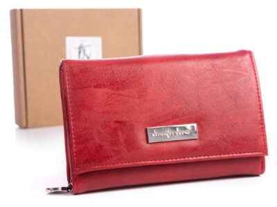 Czerwony portfel damski z eko skóry Jennfier Jones 1103 w pudełku