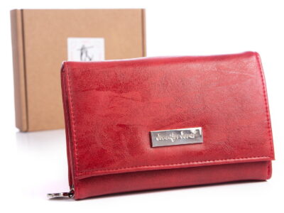 Czerwony portfel damski z eko skóry Jennfier Jones 1103 w pudełku