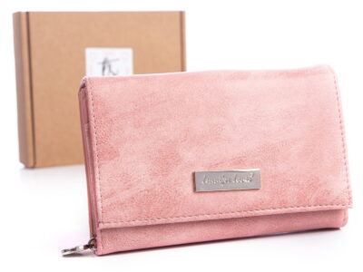 Różowy portfel damski Jennifer Jones z pudełkiem 1103