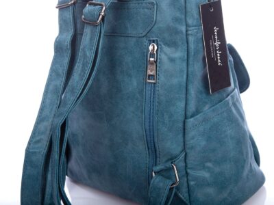 Miejski plecak damski ze skóry ekologicznej niebieski Jennifer Jones - obrazek 7