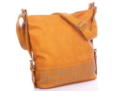 Żółta torebka damska na ramię z ćwiekami Jennifer Jones - obrazek 2