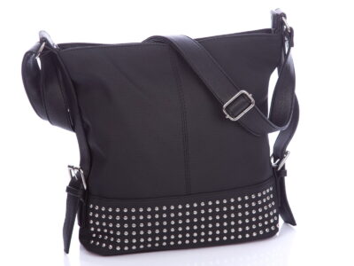 Czarna torebka damska na ramię z ćwiekami Jennifer Jones - obrazek 2