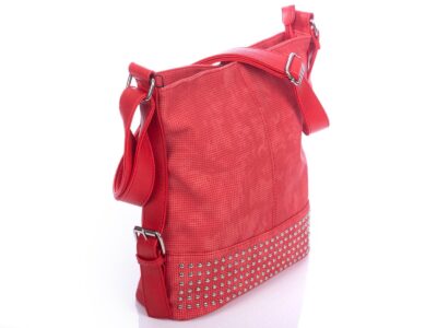 Czerwona torebka damska na ramię z ćwiekami Jennifer Jones - obrazek 5