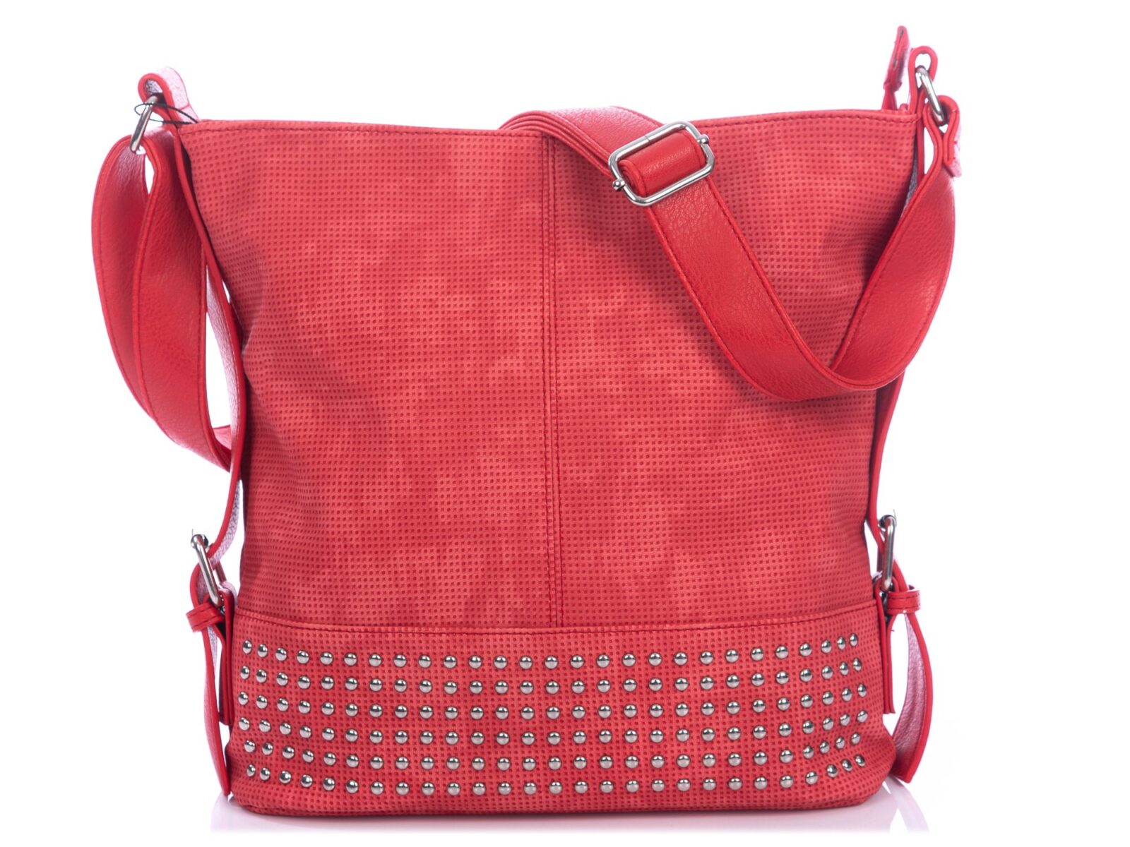 Czerwona torebka damska na ramię z ćwiekami Jennifer Jones