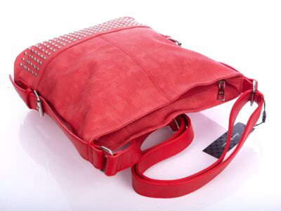 Czerwona torebka damska na ramię z ćwiekami Jennifer Jones - obrazek 8