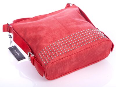 Czerwona torebka damska na ramię z ćwiekami Jennifer Jones - obrazek 9