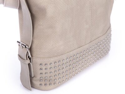 Jasnoszara torebka damska na ramię z ćwiekami Jennifer Jones - obrazek 4