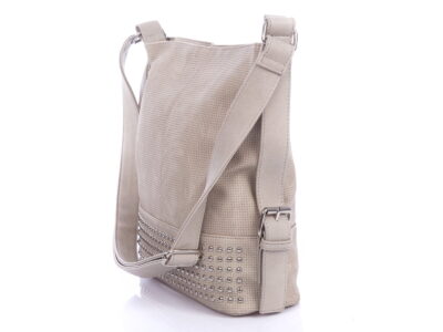 Jasnoszara torebka damska na ramię z ćwiekami Jennifer Jones - obrazek 5