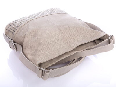 Jasnoszara torebka damska na ramię z ćwiekami Jennifer Jones - obrazek 9