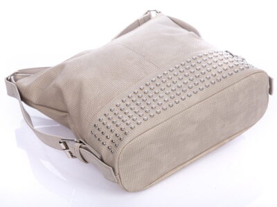 Jasnoszara torebka damska na ramię z ćwiekami Jennifer Jones - obrazek 10