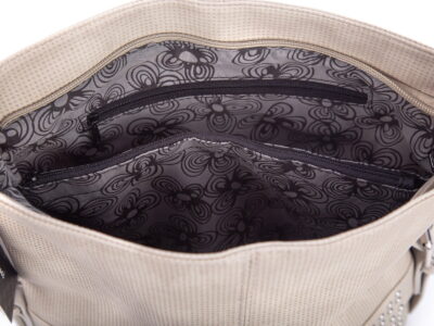 Jasnoszara torebka damska na ramię z ćwiekami Jennifer Jones - obrazek 11