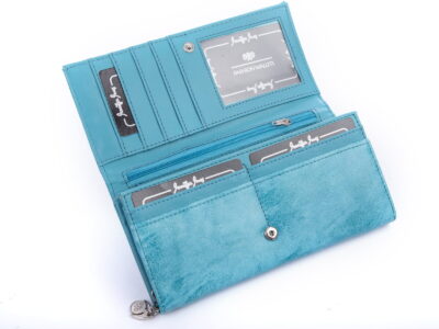 Poziomy duży portfel damski Jennifer Jones turkusowy - obrazek 4