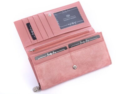 Poziomy duży portfel damski Jennifer Jones jasnoróżowy - obrazek 3