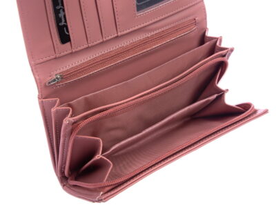 Poziomy duży portfel damski Jennifer Jones jasnoróżowy - obrazek 4