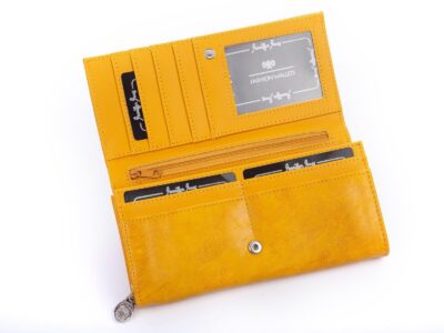 Poziomy duży portfel damski Jennifer Jones żółty - obrazek 4