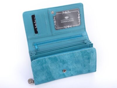 Duży portfel damski z miękkiej eko-skóry turkusowy Jennifer Jones - obrazek 4