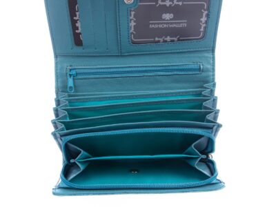 Duży portfel damski z miękkiej eko-skóry turkusowy Jennifer Jones - obrazek 5