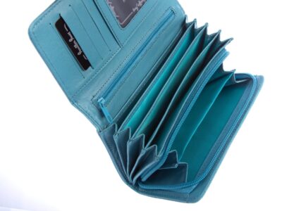 Duży portfel damski z miękkiej eko-skóry turkusowy Jennifer Jones - obrazek 6
