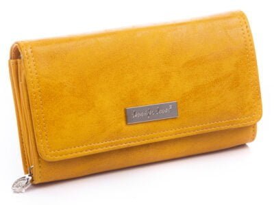 Duży żółty portfel damski z eko-skóry Jennifer Jones