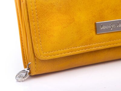 Duży portfel damski z miękkiej eko-skóry żółty Jennifer Jones - obrazek 2
