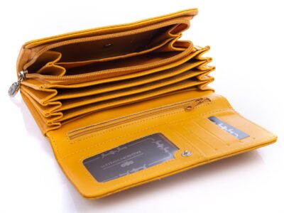 Duży portfel damski z miękkiej eko-skóry żółty Jennifer Jones - obrazek 3