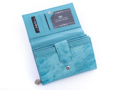 Portmonetka damska w kolorze turkusowym eko skóra Jennifer Jones - obrazek 4