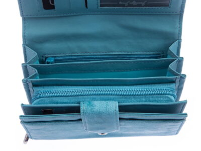 Portmonetka damska w kolorze turkusowym eko skóra Jennifer Jones - obrazek 7