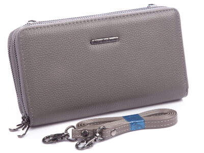 Damska portmonetka z odczepianym paskiem na ramię szara Jennifer Jones