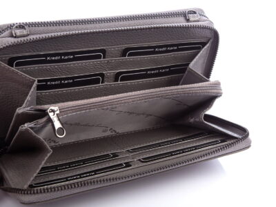 Duża portmonetka damska z paskiem na ramię szara Jennifer Jones - obrazek 5