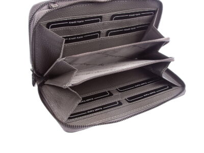 Duża portmonetka damska z paskiem na ramię szara Jennifer Jones - obrazek 6